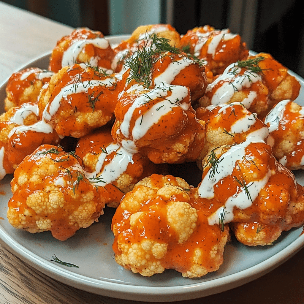 Crispy Buffalo Cauliflower Bites with Ranch Drizzle for Playoff Snacks — restaurant-quality recipe photo