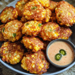 Crispy Cheddar Jalapeño Corn Fritters with Spicy Dipping Sauce — restaurant-quality recipe photo