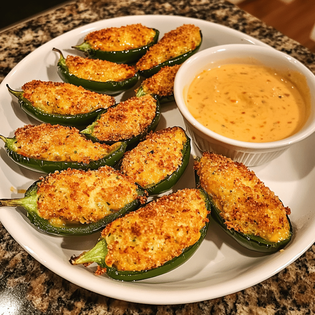 How to make Crispy Cheddar Jalapeño Poppers with Fiery Dipping Sauce — key cooking step