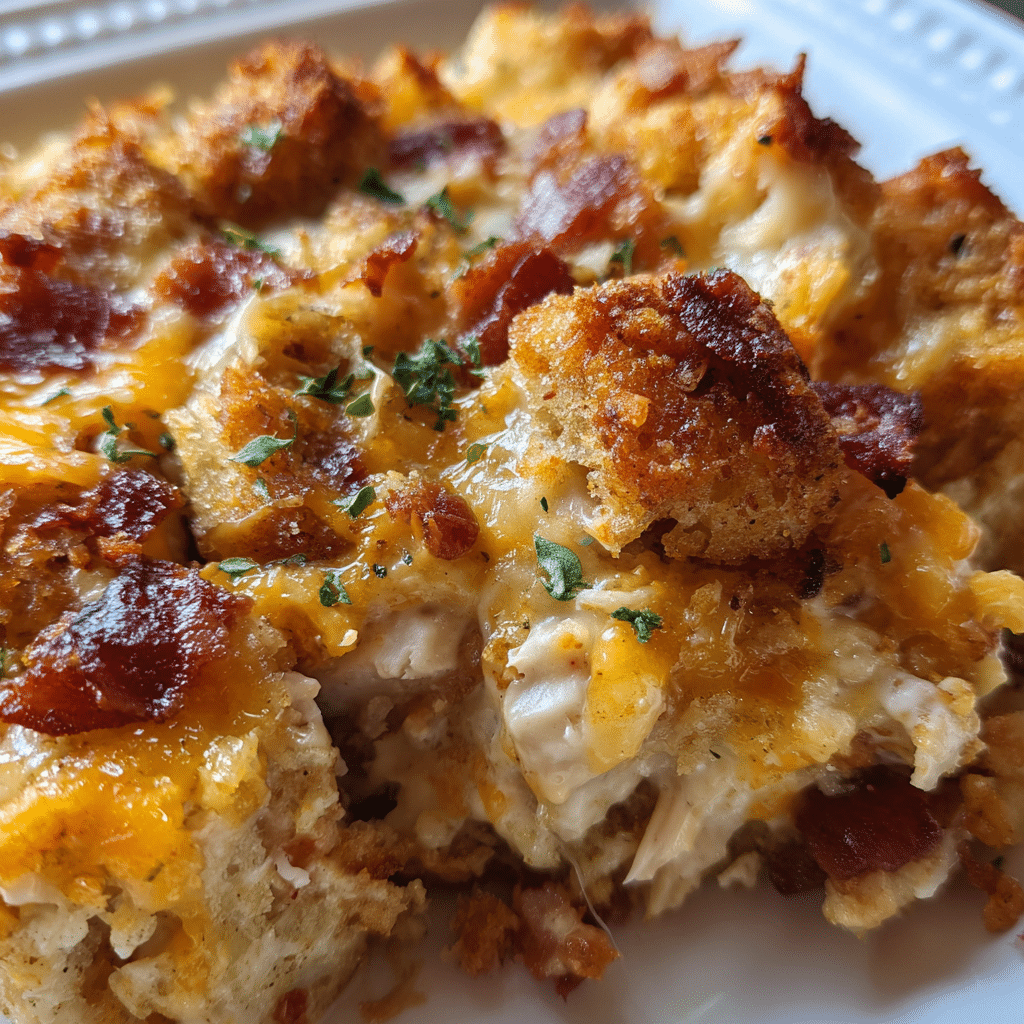 How to make Crispy Chicken Bacon Ranch Casserole with Creamy Sauce β key cooking step