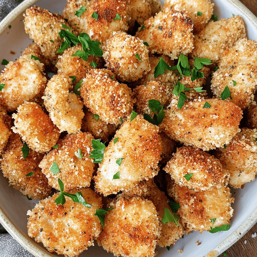 How to make Crispy Garlic Parmesan Chicken Bites — key cooking step
