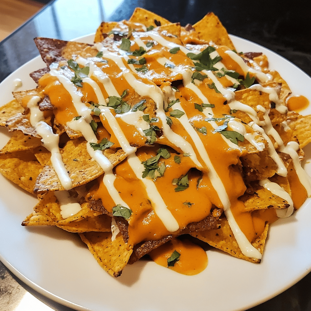 How to make Crispy Pumpkin Spice Nachos with Melty Cheese Drizzle — key cooking step