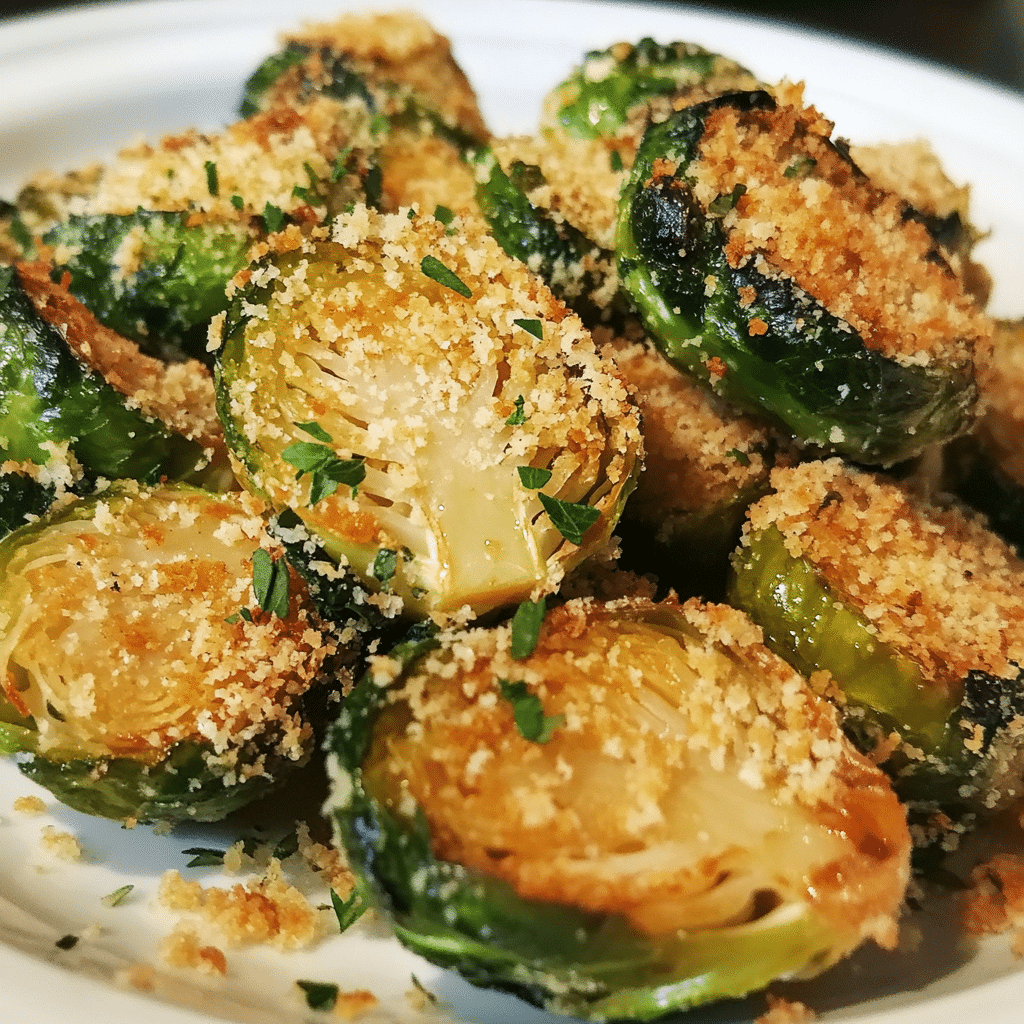 How to make Crunchy Parmesan Crusted Brussels Sprouts — key cooking step