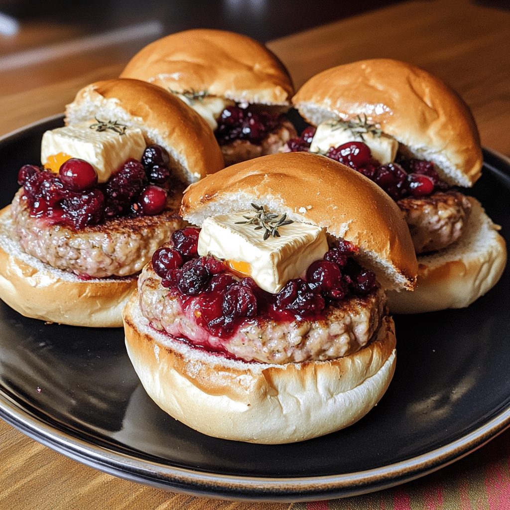 How to make Holiday Brie-Stuffed Turkey Burger Sliders — key cooking step
