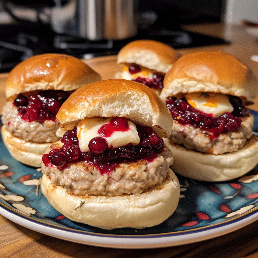 Irresistible Holiday Brie-Stuffed Turkey Burger Sliders 3 Holiday Brie-Stuffed Turkey Burger Sliders — restaurant-quality recipe photo