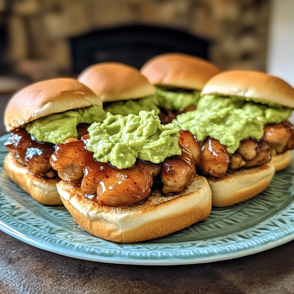 How to make Honey chili garlic sauce Chicken Sliders with Creamy Avocado Spread — key cooking step