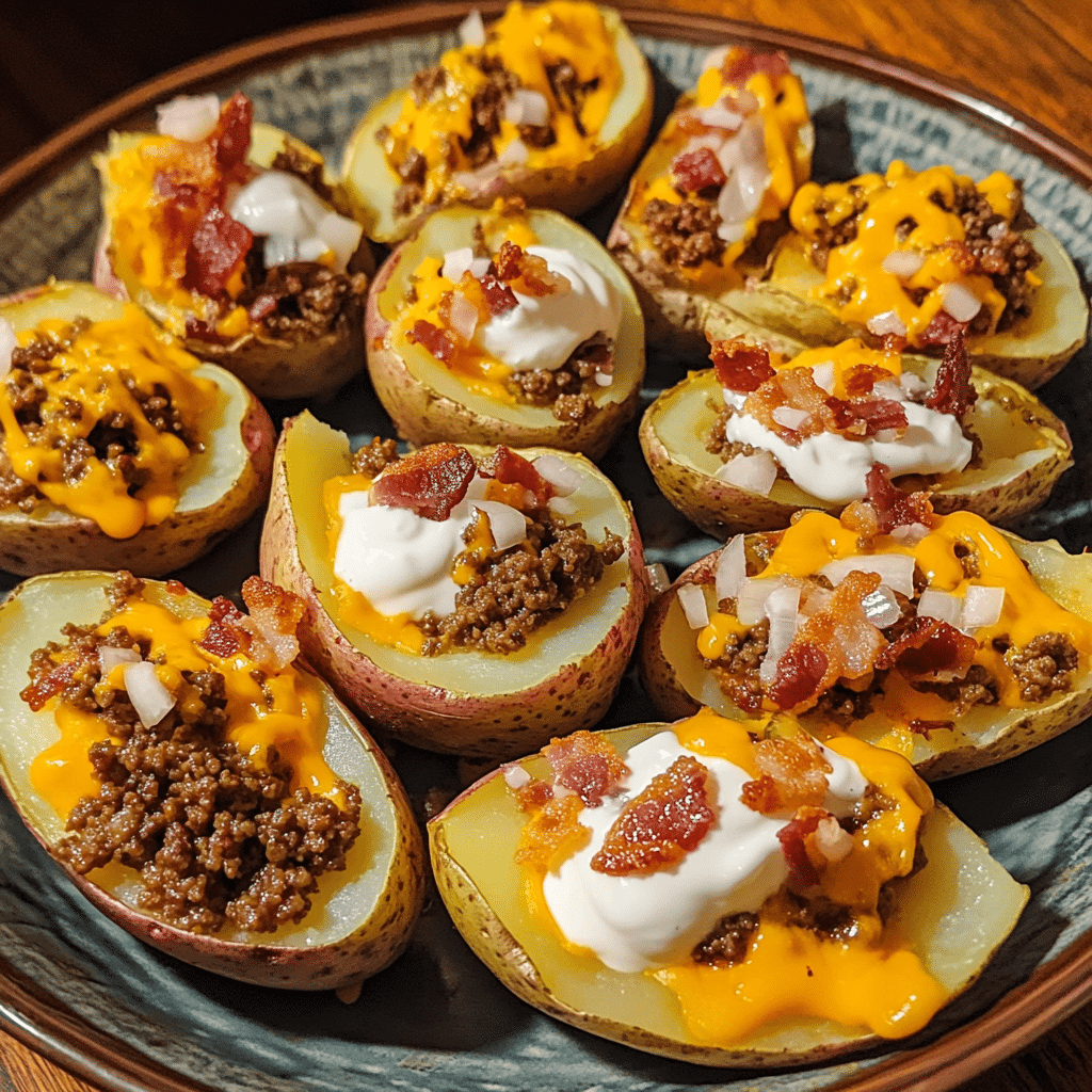 How to make Loaded Cheeseburger Potato Skins for New Year’s Eve Parties — key cooking step