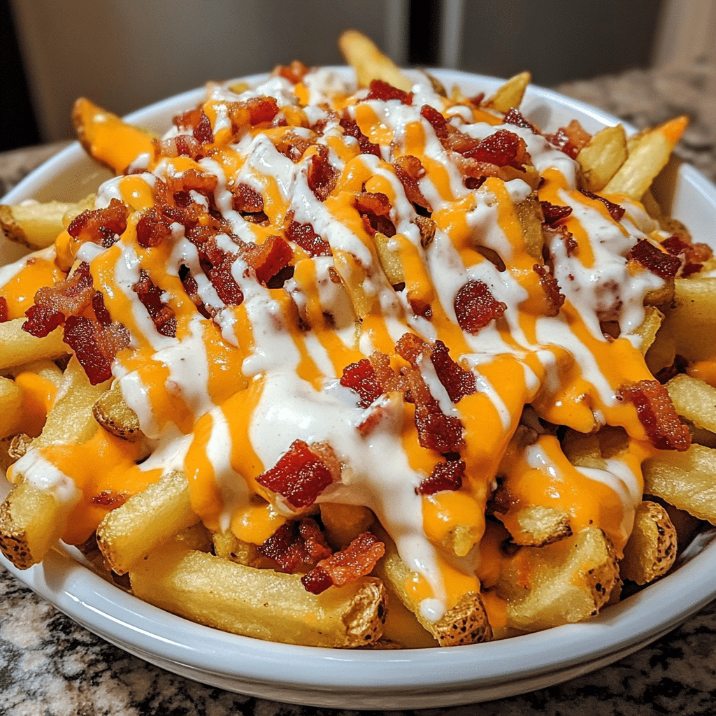 Loaded Cheesy Bacon Fries with Spicy Ranch Drizzle — restaurant-quality recipe photo