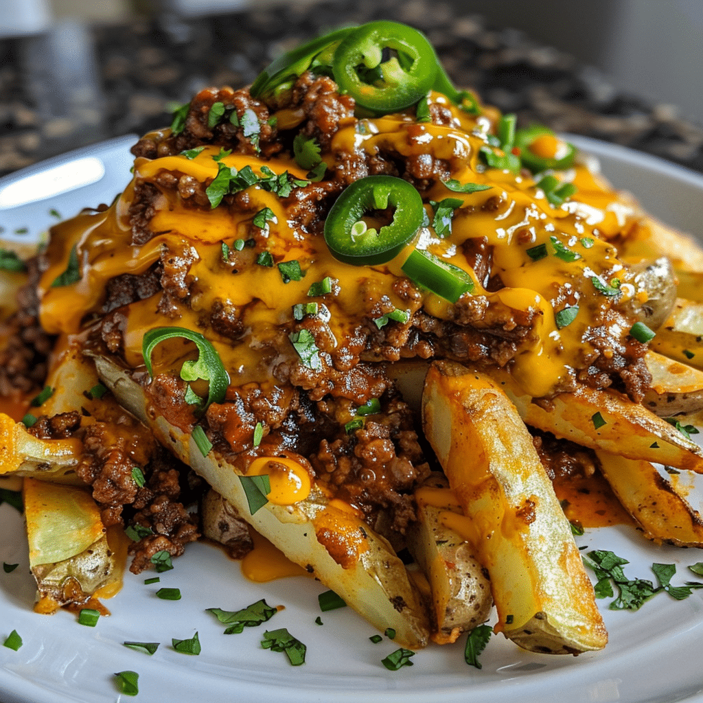 How to make Loaded Chili Cheese Fries with Jalapeño Drizzle — key cooking step