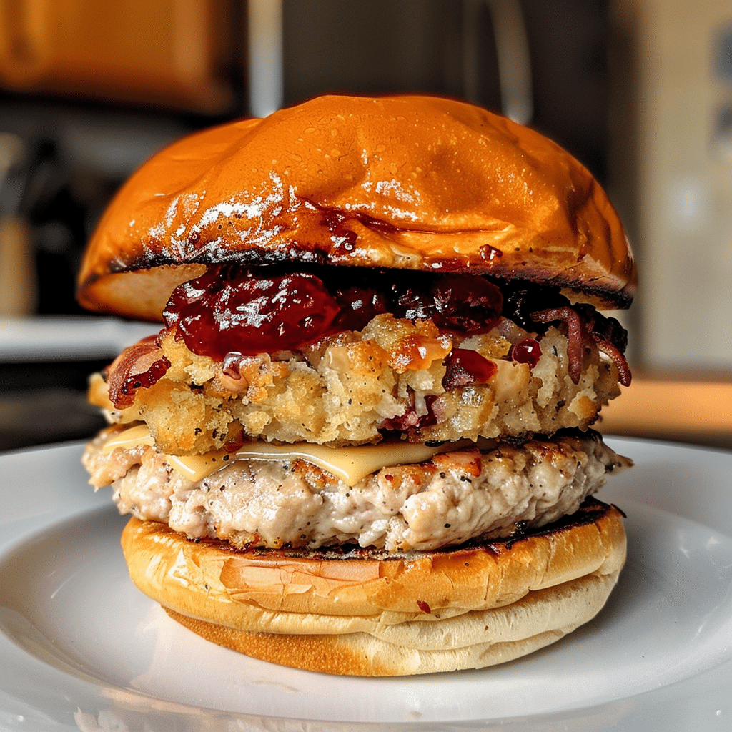 How to make Loaded Thanksgiving Turkey Burger with Cranberry Aioli — key cooking step
