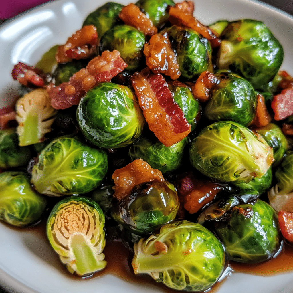 How to make Maple Bacon Brussels Sprouts with a Sweet Glaze — key cooking step