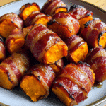 Maple Bacon-Wrapped Sweet Potato Bites to Celebrate Friendsgiving — restaurant-quality recipe photo