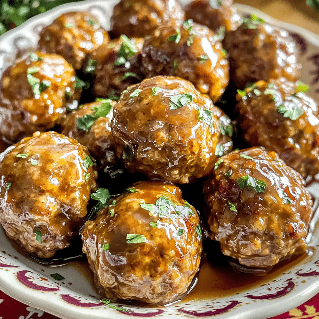 Maple Bourbon Glazed Meatballs for Holiday Parties — restaurant-quality recipe photo