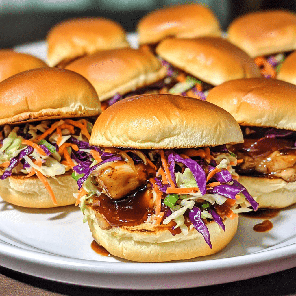 Maple Bourbon Whiskey BBQ Chicken Sliders with Crunchy Slaw — restaurant-quality recipe photo