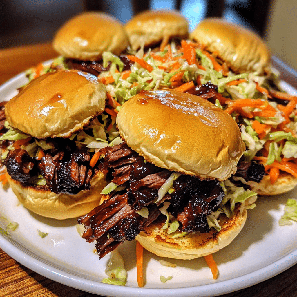 How to make Maple Chipotle BBQ Brisket Sliders with Crunchy Slaw — key cooking step