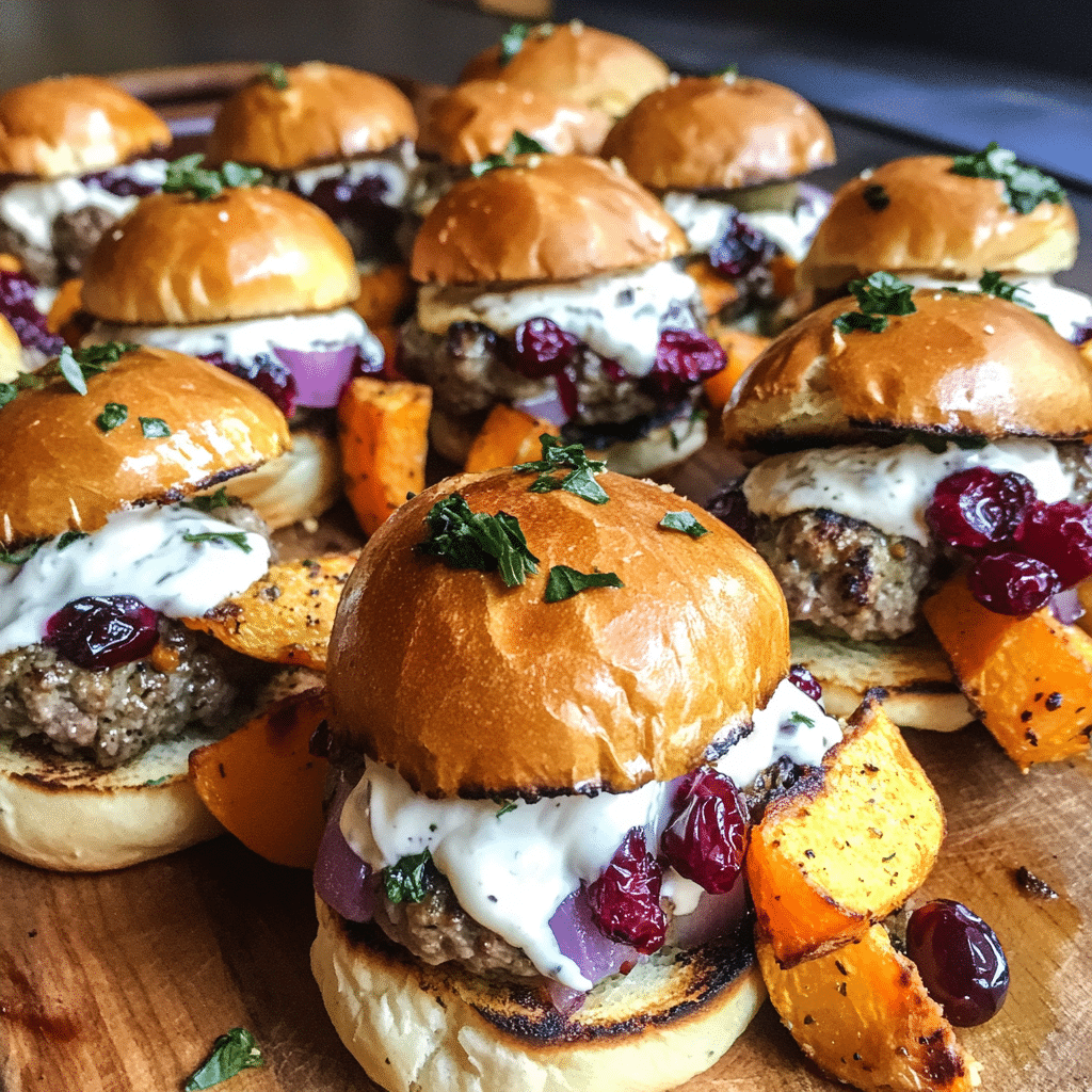 How to make Savory Autumn Harvest Cheeseburger Sliders with Garlic Aioli — key cooking step