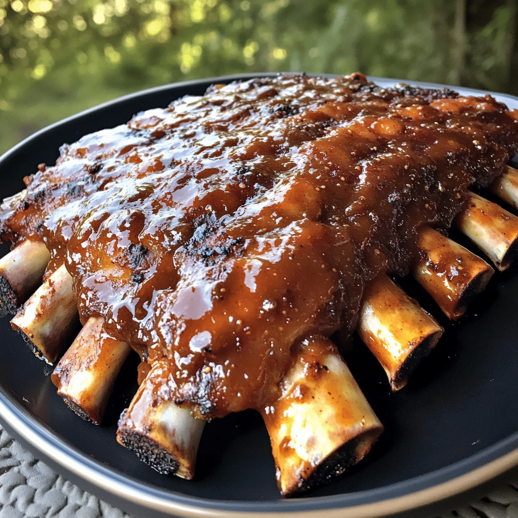 How to make Smoked Maple Bourbon BBQ Ribs with Tangy Glaze — key cooking step