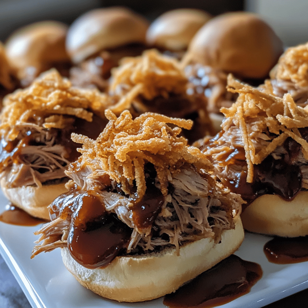 How to make Smoky Applewood Pulled Pork Sliders with Tangy BBQ Sauce — key cooking step
