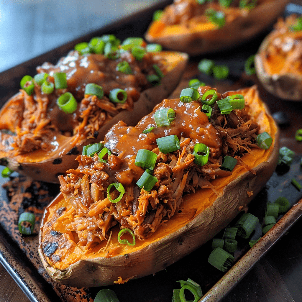 How to make Smoky BBQ Pulled Pork Stuffed Sweet Potatoes — key cooking step