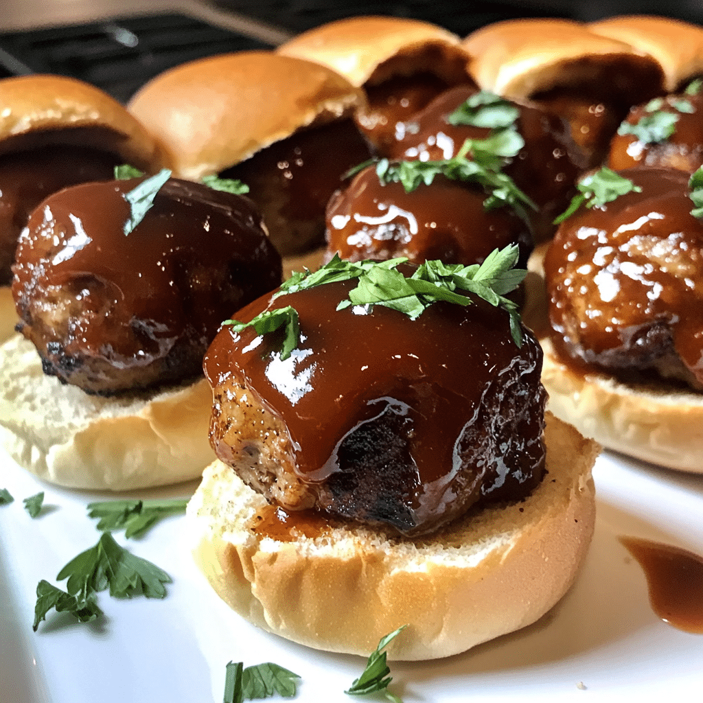 How to make Smoky Bourbon BBQ Meatball Sliders — key cooking step