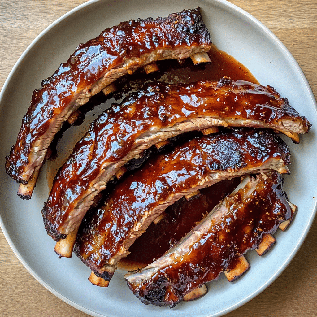 How to make Smoky Maple Bourbon Glazed Ribs with Tangy BBQ Sauce — key cooking step