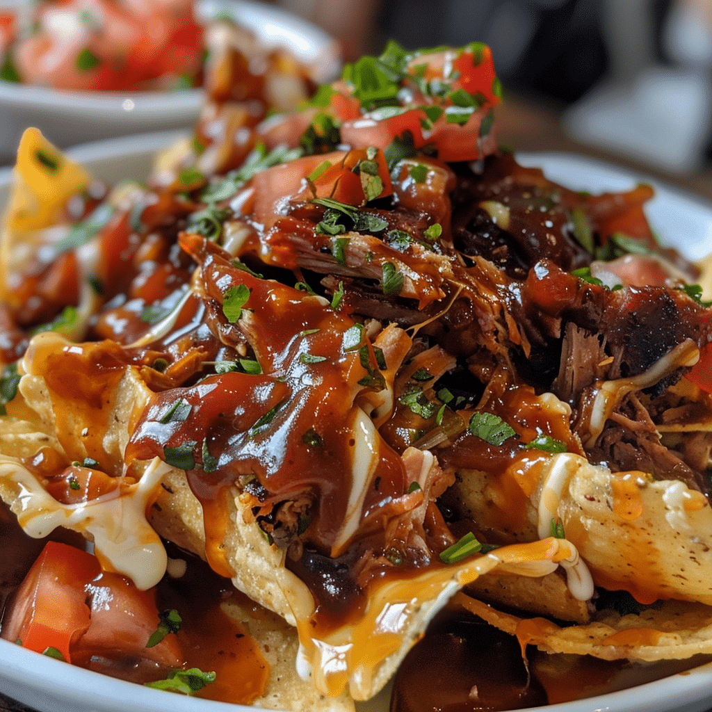 How to make Smoky Maple Bourbon Pulled Pork Nachos — key cooking step