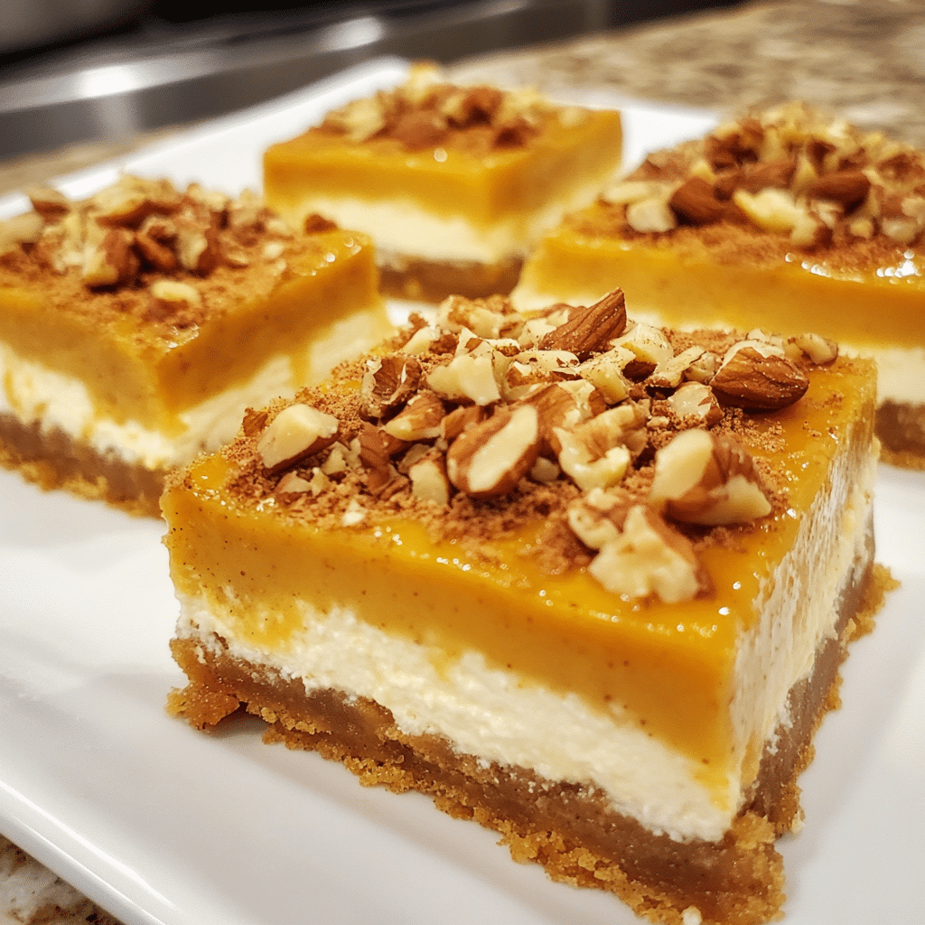 How to make Spiced Honey Pumpkin Cheesecake Bars with Nutty Crust — key cooking step