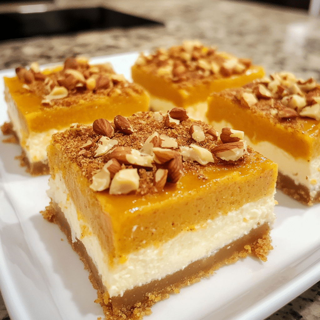 Spiced Honey Pumpkin Cheesecake Bars with Nutty Crust — restaurant-quality recipe photo