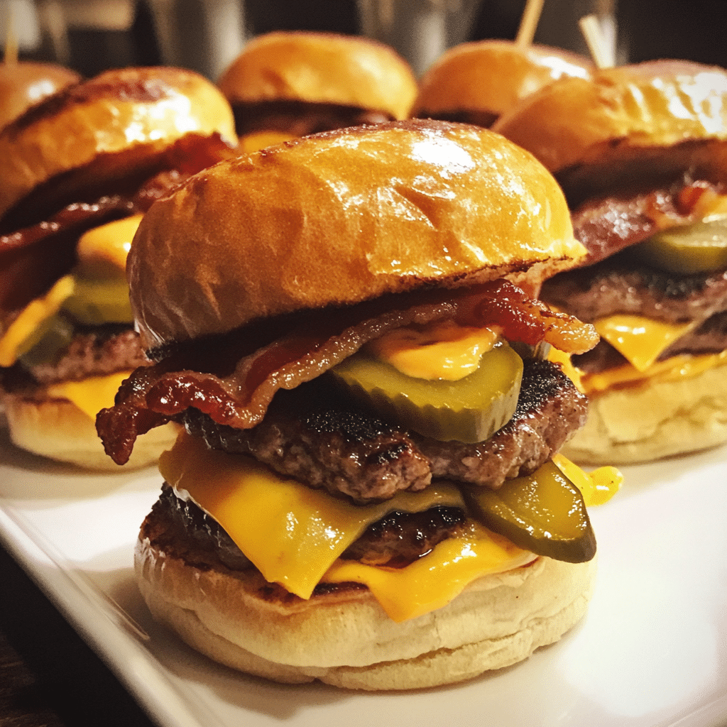Spicy BBQ Bacon Cheeseburger Sliders with Tangy Pickles — restaurant-quality recipe photo