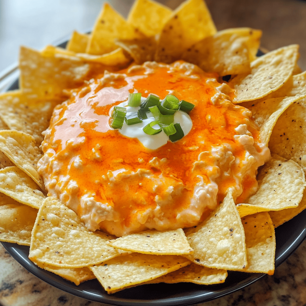 Spicy Buffalo Chicken Dip with Crispy Tortilla Chips — restaurant-quality recipe photo