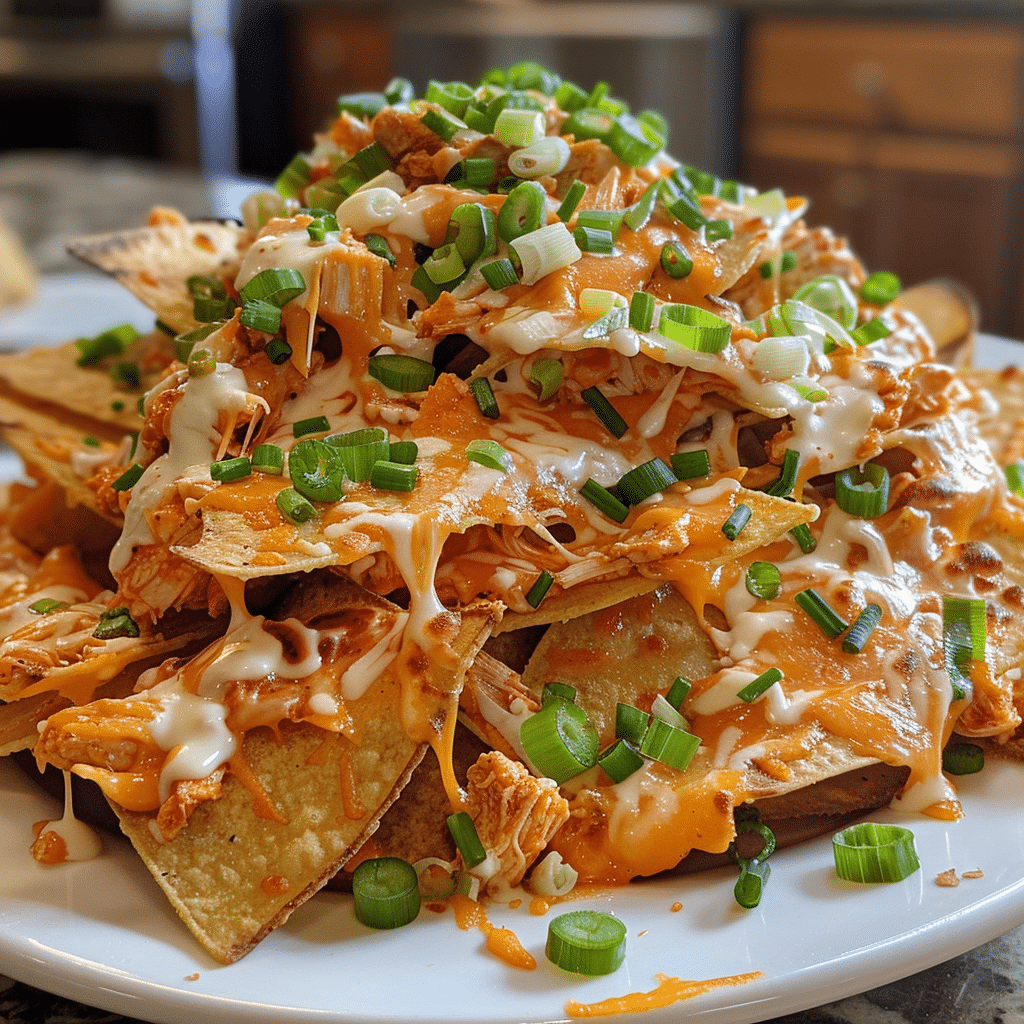 How to make Spicy Buffalo Chicken Nachos with Cheddar Explosion — key cooking step