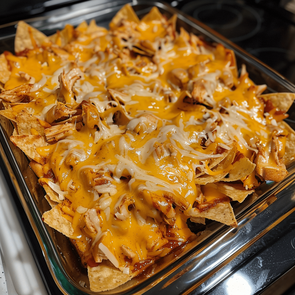 How to make Spicy Maple BBQ Chicken Nachos with Cheesy Explosion — key cooking step