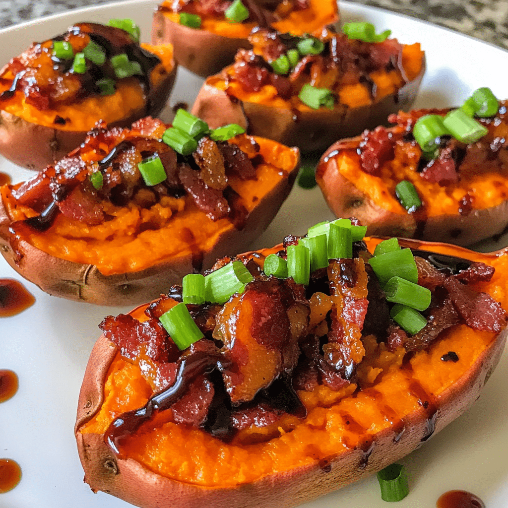 How to make Spicy Maple Glazed Bacon Stuffed Sweet Potatoes — key cooking step