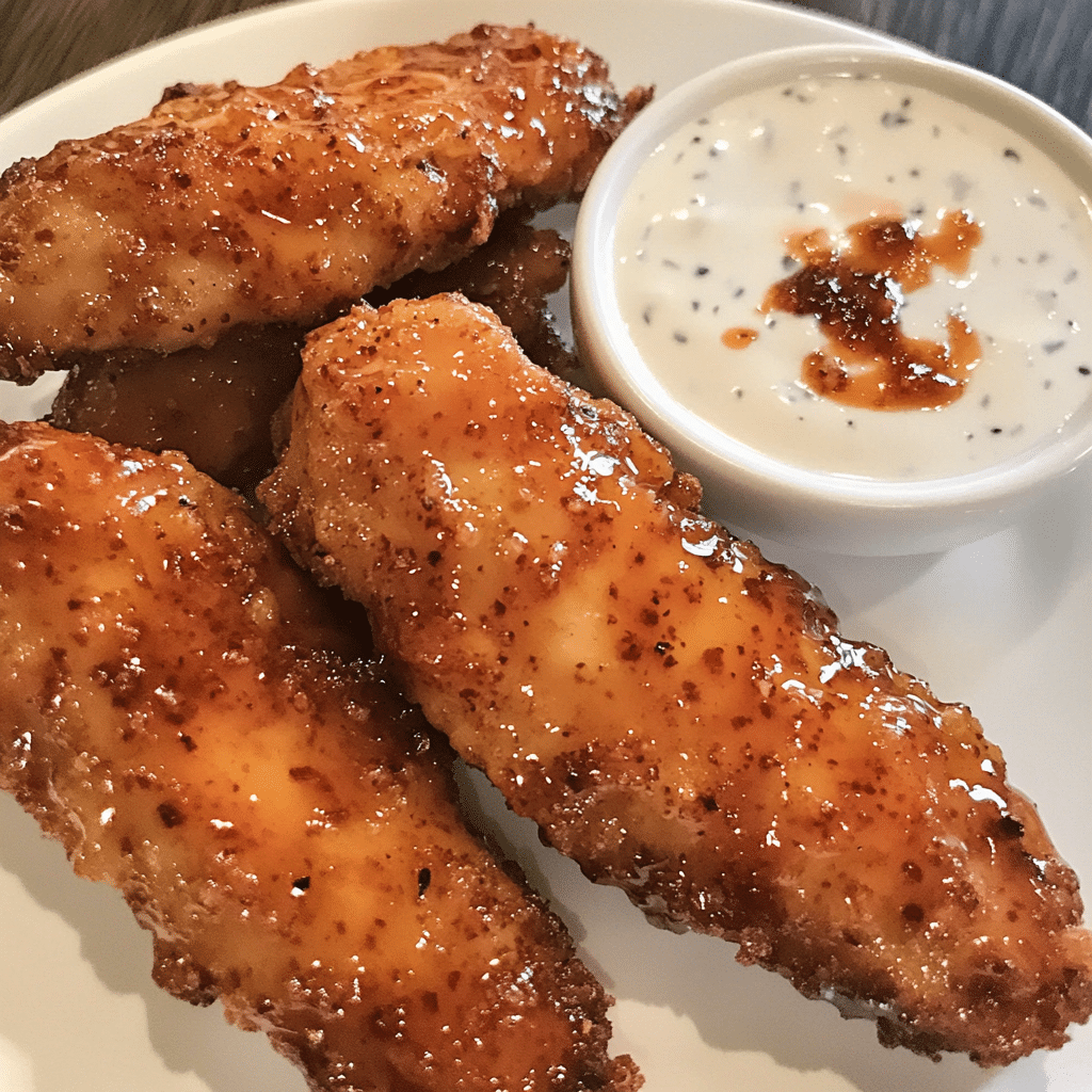 How to make Spicy Maple Glazed Chicken Tenders with Sweet Dip — key cooking step