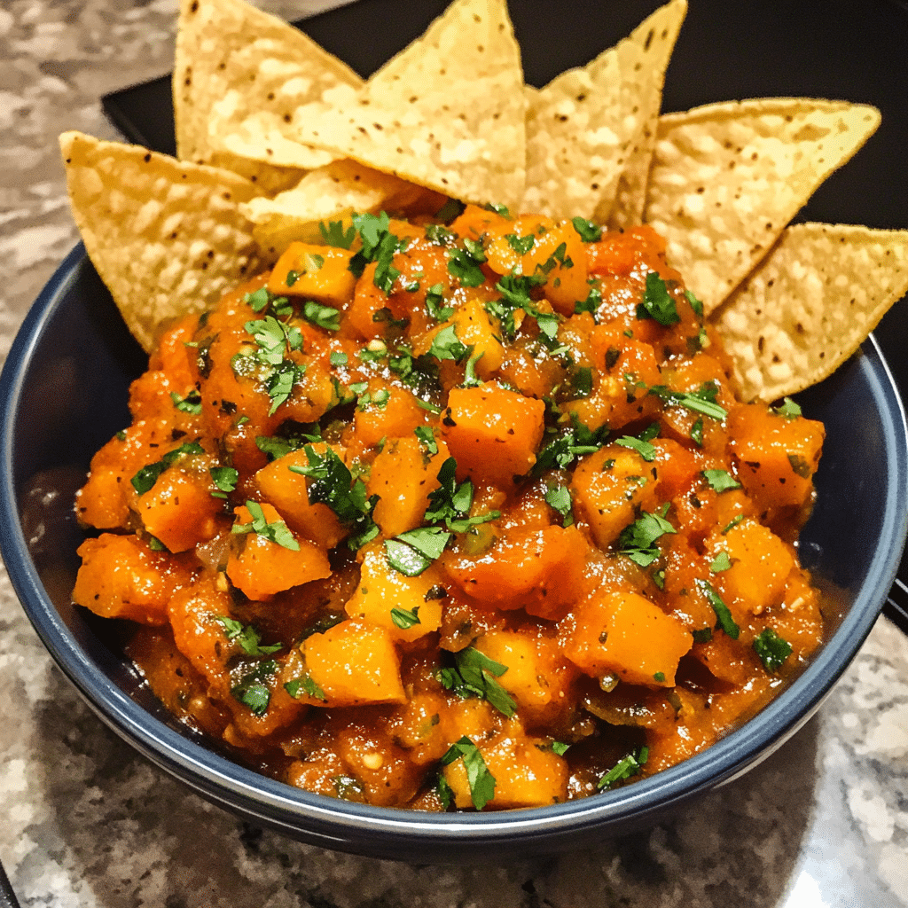Sweet and Spicy Chipotle Pumpkin Salsa with Tortilla Chips — restaurant-quality recipe photo