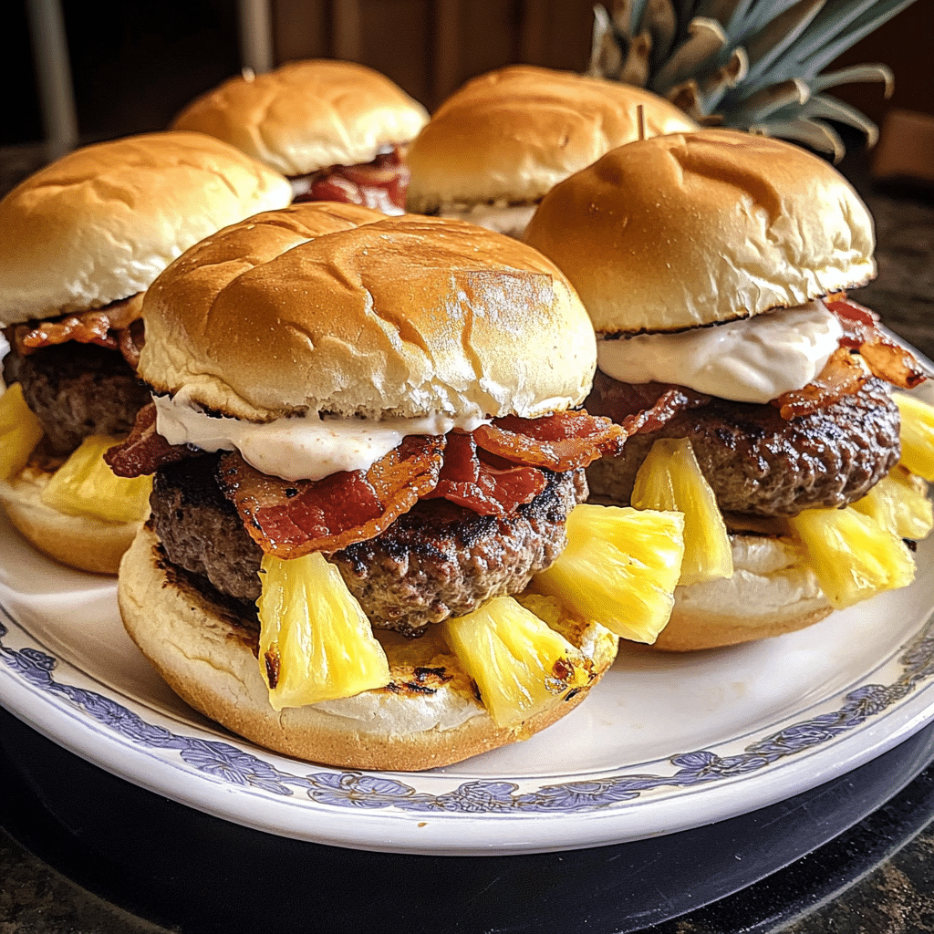 How to make Sweet Heat Pineapple Bacon Sliders with Spicy Mayo — key cooking step