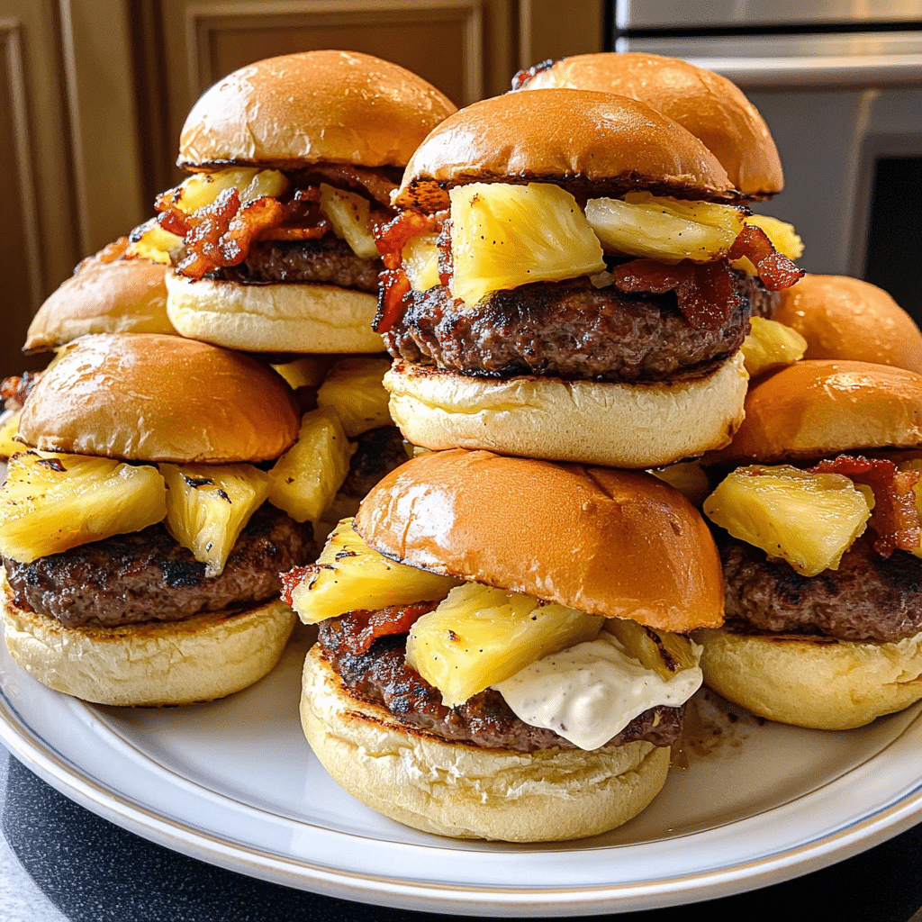How to make Sweet Heat Pineapple Bacon Sliders with Zesty Aioli — key cooking step