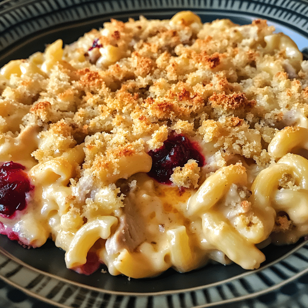 How to make Thanksgiving Leftover Mac & Cheese Bake with Crispy Topping — key cooking step