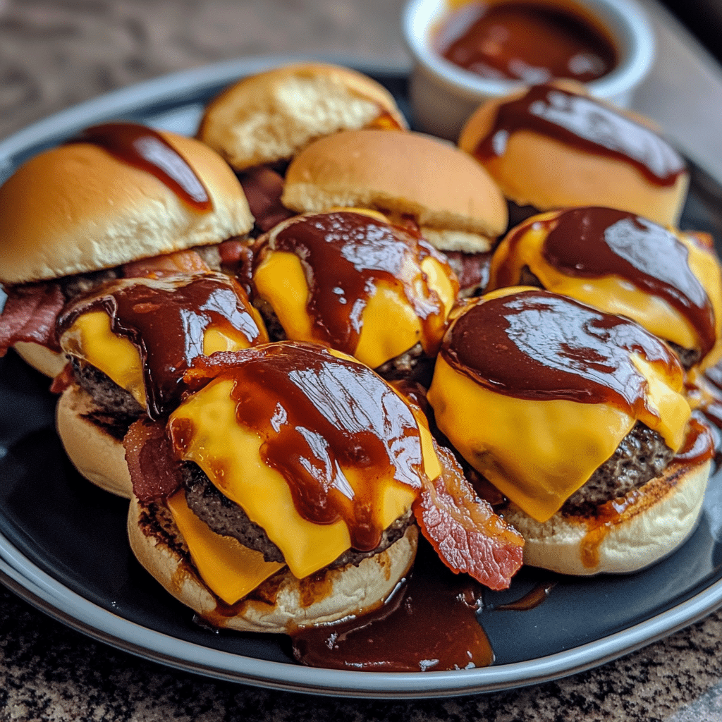 How to make Ultimate Bacon Cheeseburger Sliders with BBQ Sauce — key cooking step