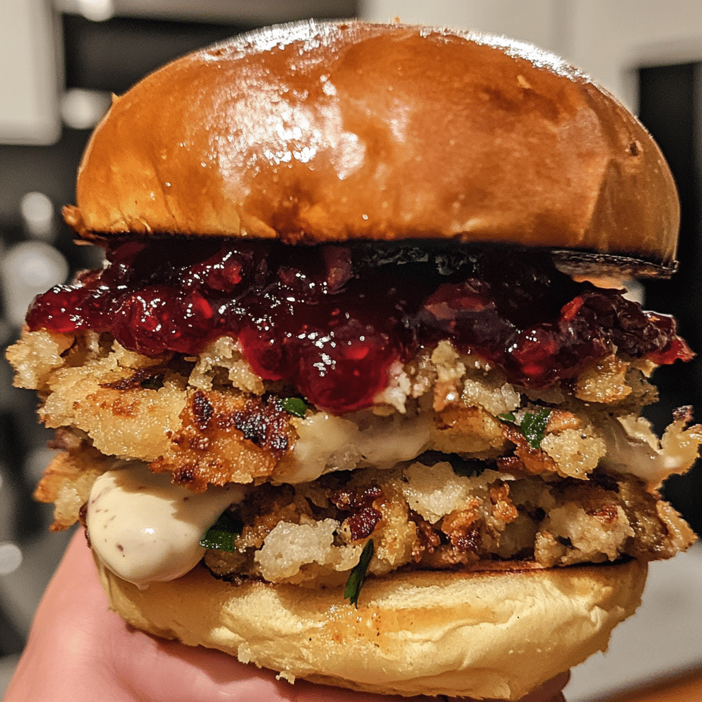 Ultimate Thanksgiving Leftover Burger with Cranberry Aioli — restaurant-quality recipe photo