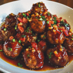 Whiskey-Glazed Maple Bacon Meatballs with Sweet Chili Drizzle — restaurant-quality recipe photo