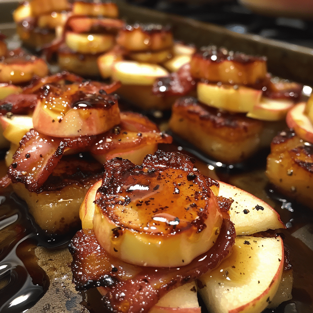 How to make Whiskey Maple Glazed Bacon & Apple Brie Bites — key cooking step