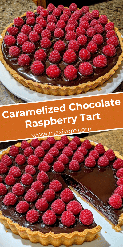 caramelized chocolate raspberry tart