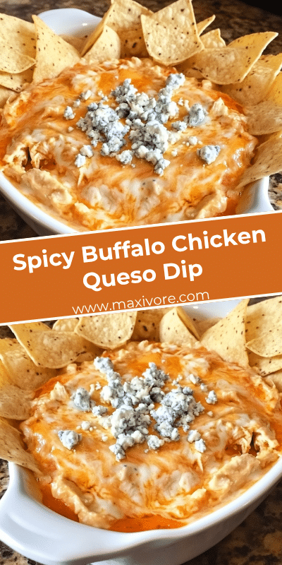 Spicy Buffalo Chicken Queso Dip