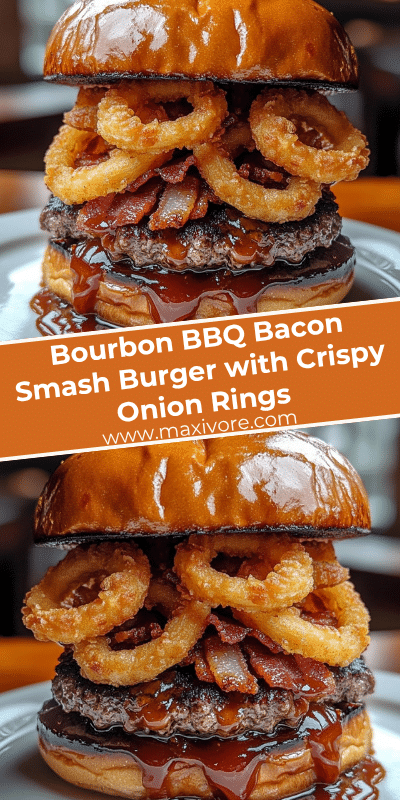 Bourbon BBQ Bacon Smash Burger with Crispy Onion Rings