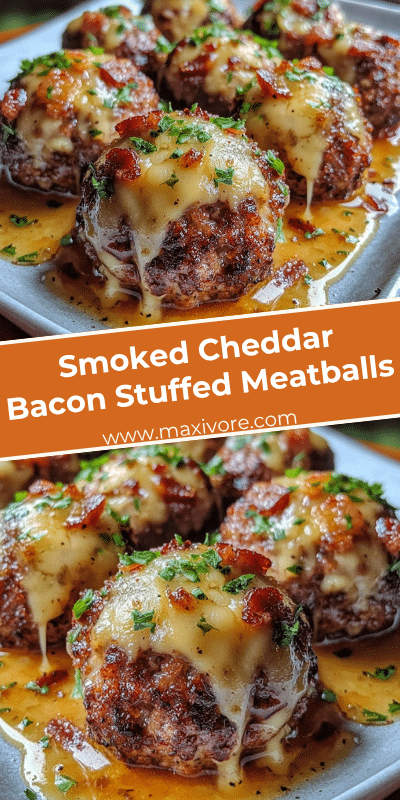 Smoked Cheddar Bacon Stuffed Meatballs