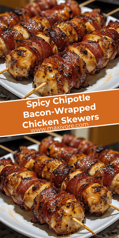 Spicy Chipotle Bacon-Wrapped Chicken Skewers