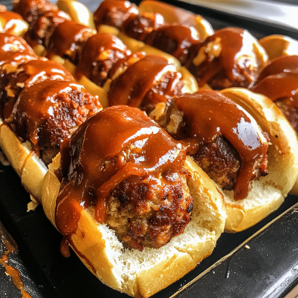 How to make BBQ Bacon Stuffed Meatball Subs — key cooking step