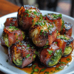 Bourbon Glazed Bacon-Wrapped Brussels Sprouts — restaurant-quality recipe photo