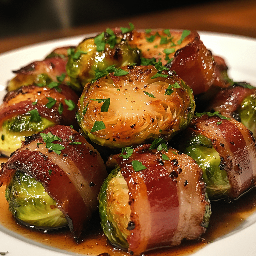 How to make Bourbon Glazed Bacon-Wrapped Brussels Sprouts — key cooking step